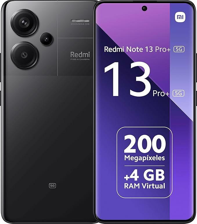 Redmi Note 13 Pro+ 5G Midnight Black, Alta resolução de 200 MP, 8 GB de RAM e 256 GB de memória interna