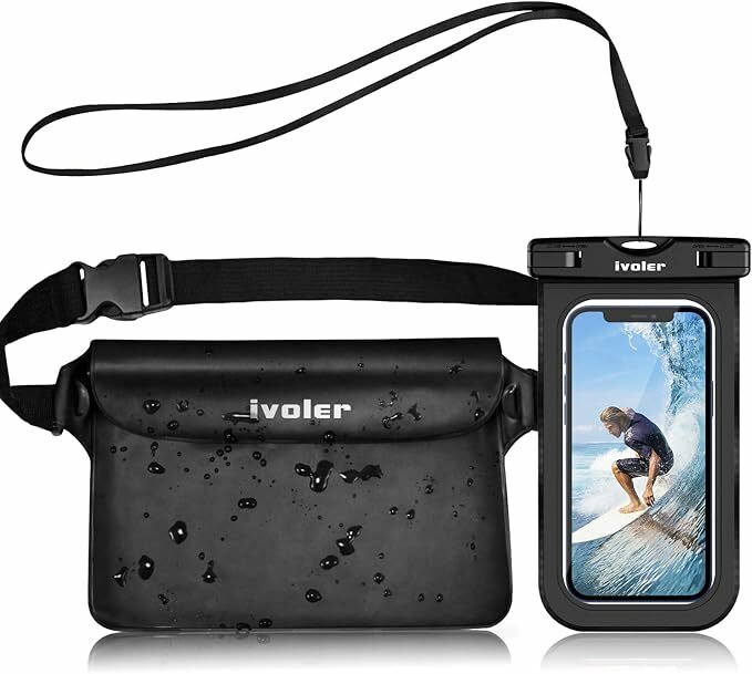 ivoler Conjunto de bolsa impermeável com bolsa de cintura e capa de telemóvel