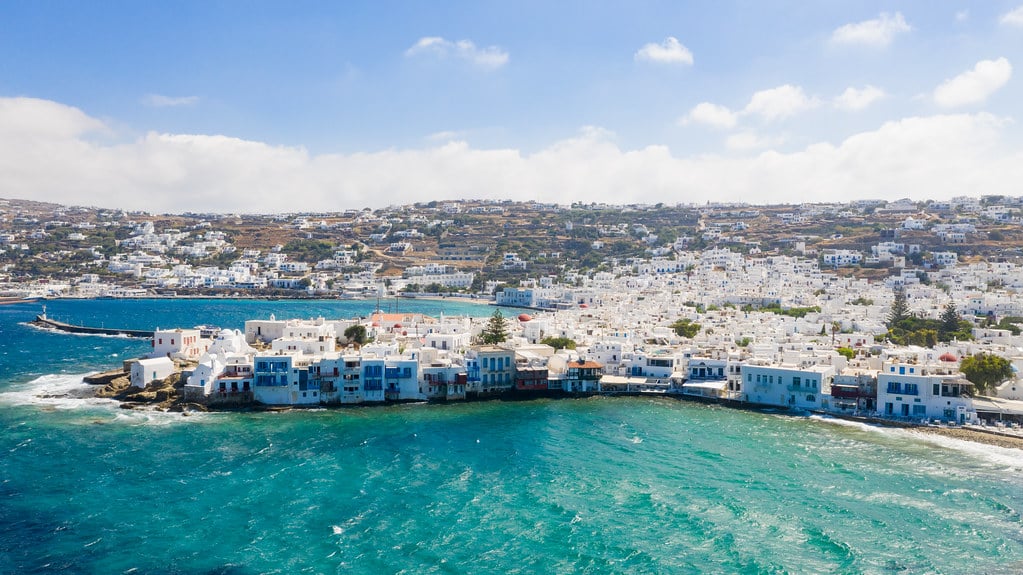 Costa do bairro Little Venice, em Mykonos