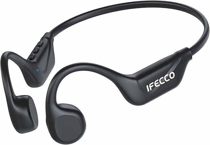 FECCO Auriculares condução Osea Bluetooth 5.4 – Capacetes de condução sem fios sem fios com microfone