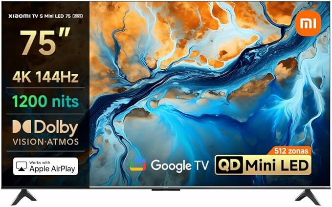Xiaomi TV S Mini 75", design sem bordas, Google TV, QD-Mini LED