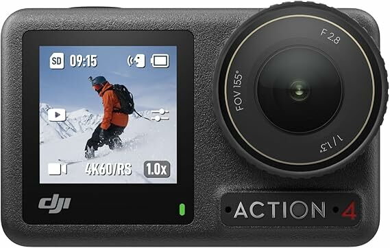 DJI - Pack padrão Osmo Action 4 - Câmara de ação submersível 4K/120 fps com sensor de 1/1,3 polegadas