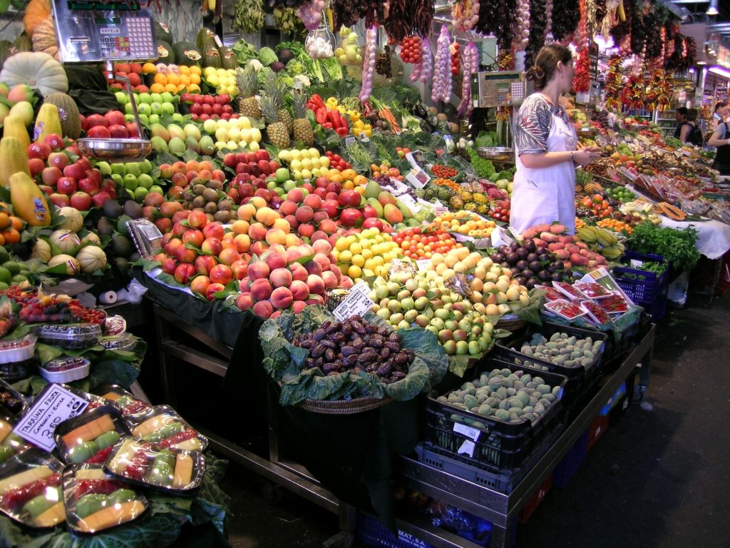 Frutas no La Boqueria - Mercado Las Ramblas
