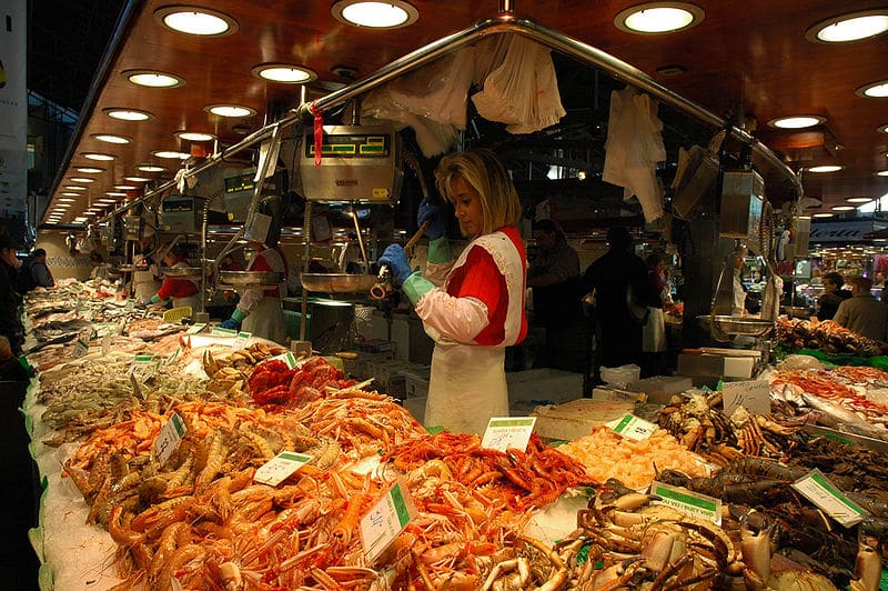 Peixes no La Boqueria - Mercado Las Ramblas